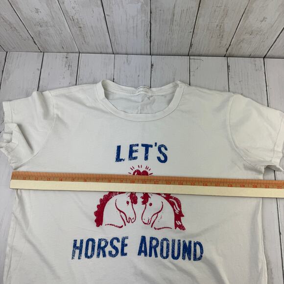 MOTHER White The Boxy Goodie Goodie Horse Around Tee Supima Cotton Size Medium - Picture 12 of 14